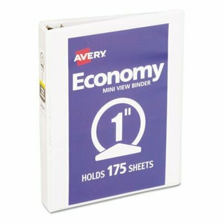 AVERY DENNISON Avery, ECONOMY VIEW BINDER WITH ROUND RINGS , 3 RINGS, 1in CAPACITY, 8.5 X 5.5, WHITE, 5806 05806